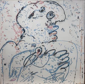 Recent Works The Old Man’s Only Friend: The Pet Bird Kept Near the Heart by Tariq Gill, a contemporary figurative mixed media painting depicting an elderly man with a pet bird resting close to his chest.